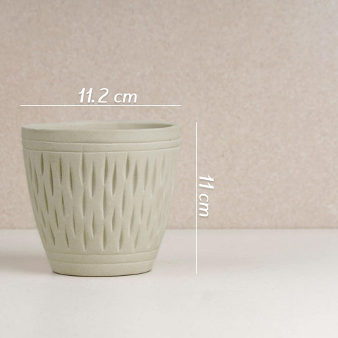 Conical White Carved Ceramic Planter - The Earth Store - Vase
